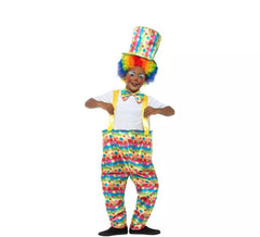 Costume da clown a pois e righe per ragazzo