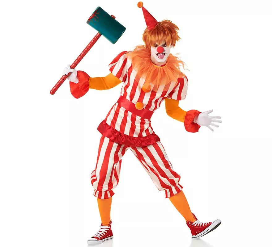 Translation missing: it.Disfraz de Payaso de Circo rojo y blanco para hombre