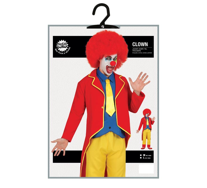 Translation missing: it.Disfraz de Payaso de Traje Rojo y Amarillo para hombre
