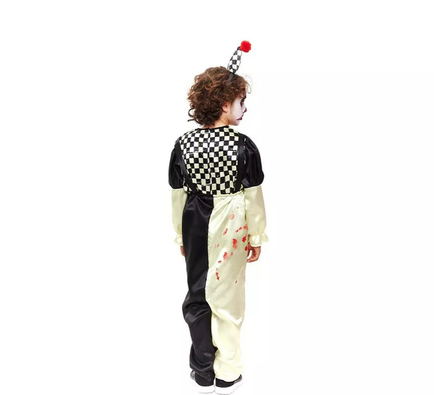 Translation missing: it.Disfraz de Payaso Horror a cuadros negro y blanco para niño