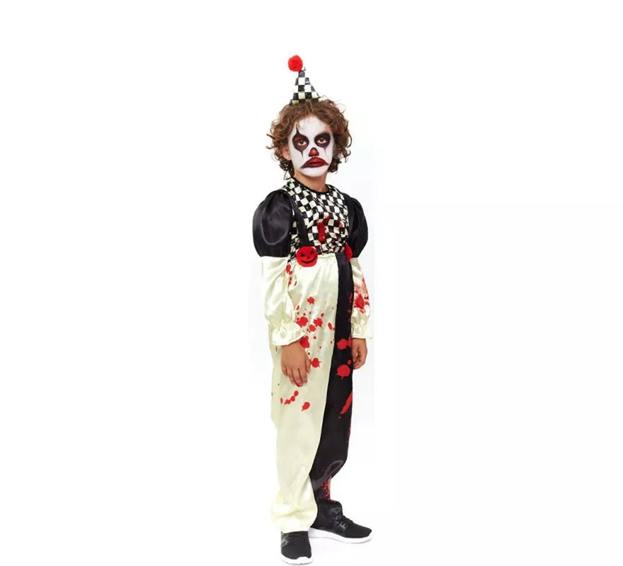 Translation missing: es.Disfraz de Payaso Horror a cuadros negro y blanco para niño