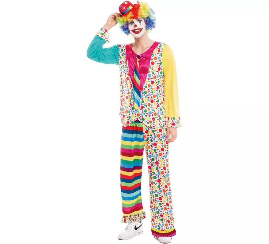 Disfraz de Payaso lunares y rayas para hombre