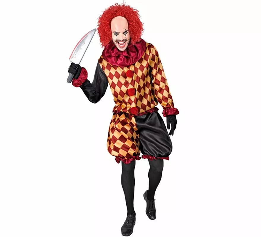 Disfraz de Payaso Macabro a Cuadros para hombre