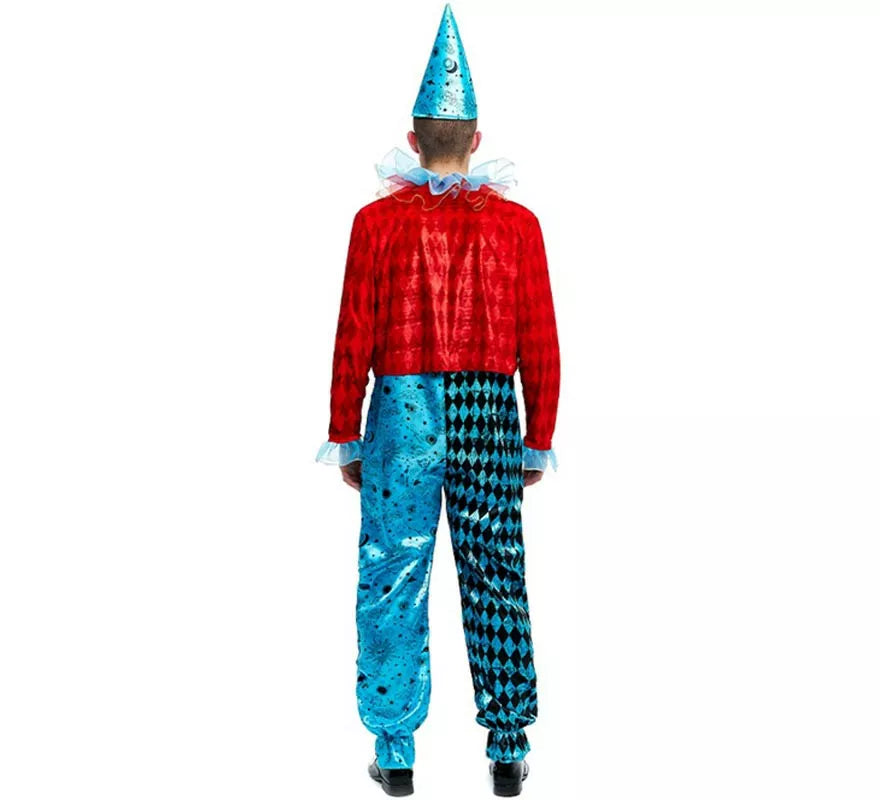 Translation missing: it.Disfraz de Payaso Maniaco azul y rojo para hombre