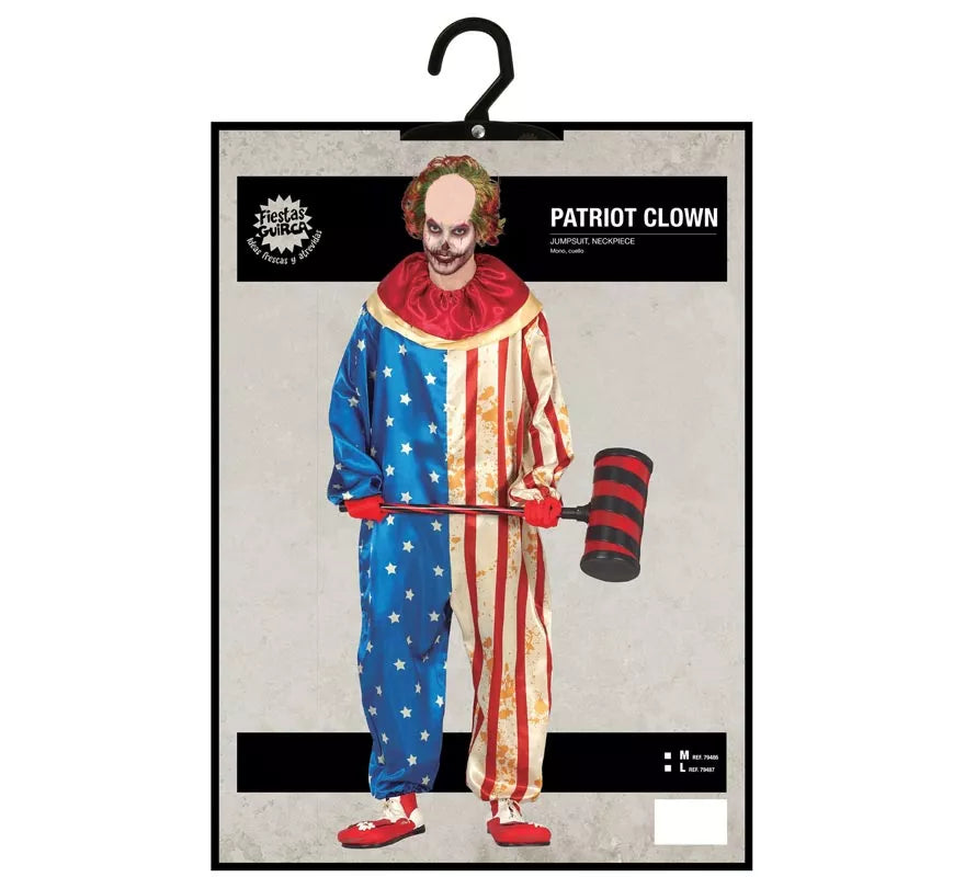 Translation missing: it.Disfraz de Payaso Patriota Siniestro para hombre