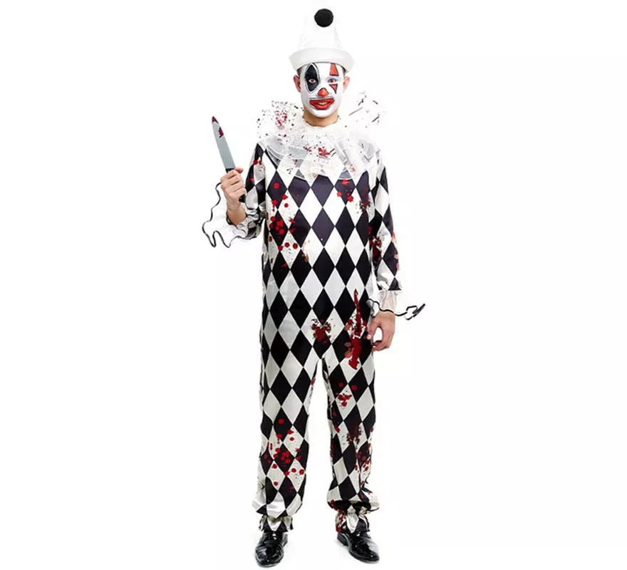 Translation missing: it.Disfraz de Payaso Pierrot Asesino con gorro para hombre
