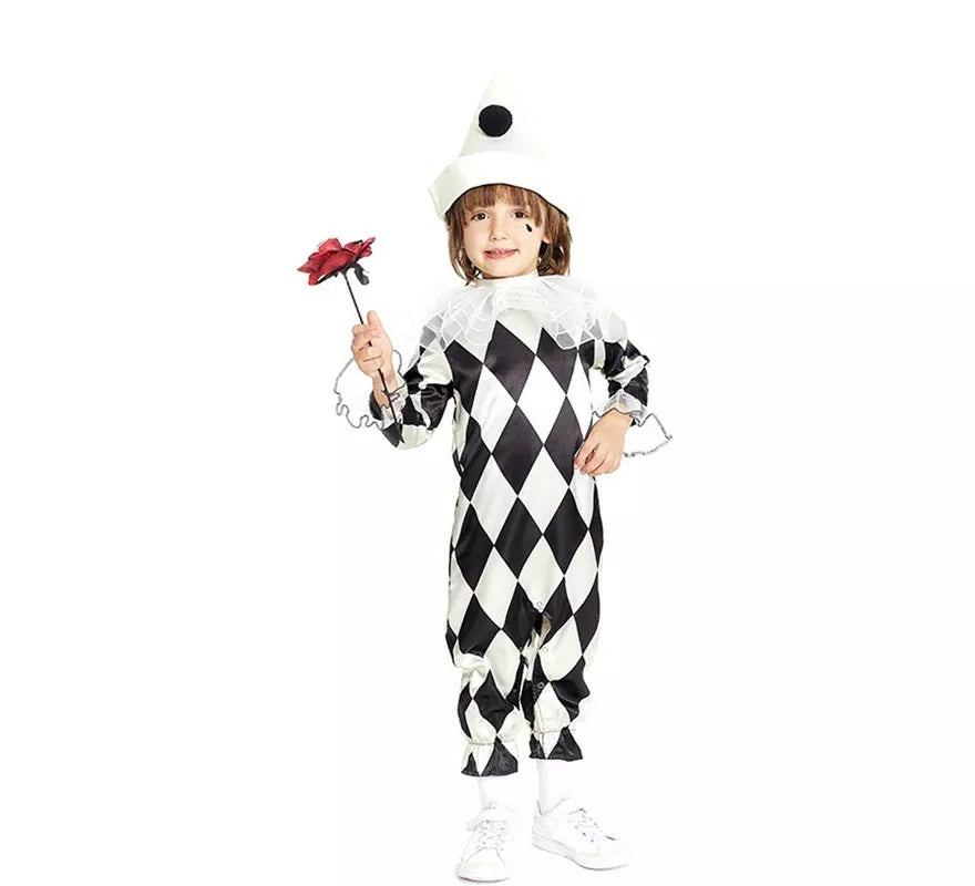 Translation missing: it.Disfraz de Payaso Pierrot rombos con sombrero para bebé y niño