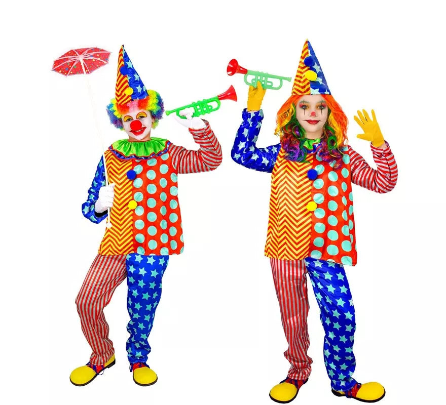 Translation missing: it.Disfraz de Payaso rayas y lunares para niños y adolescente