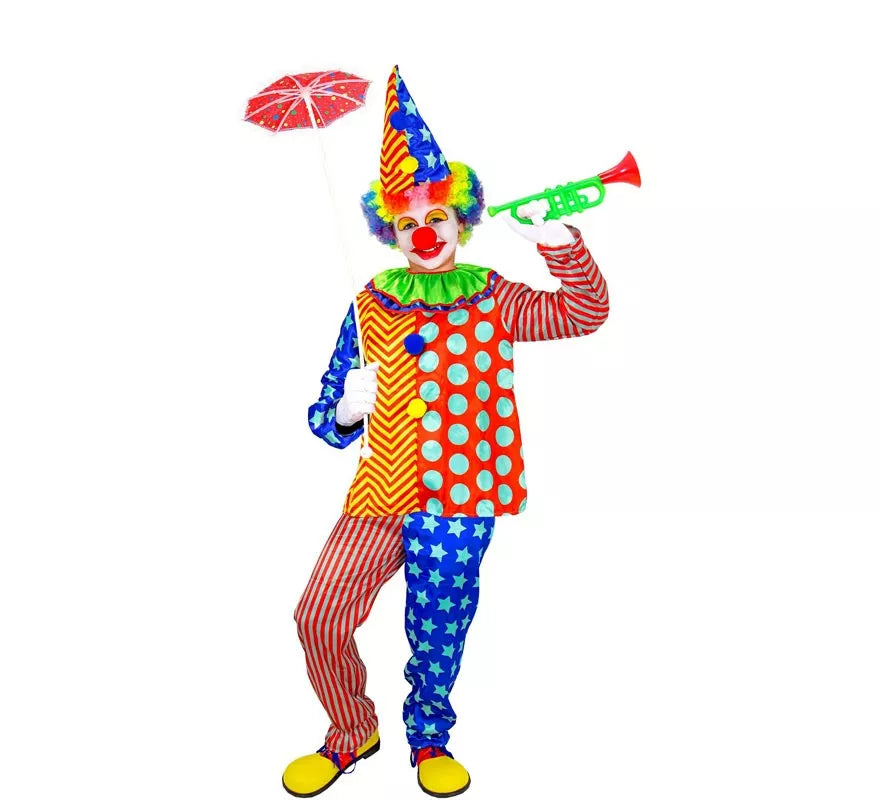 Translation missing: it.Disfraz de Payaso rayas y lunares para niños y adolescente