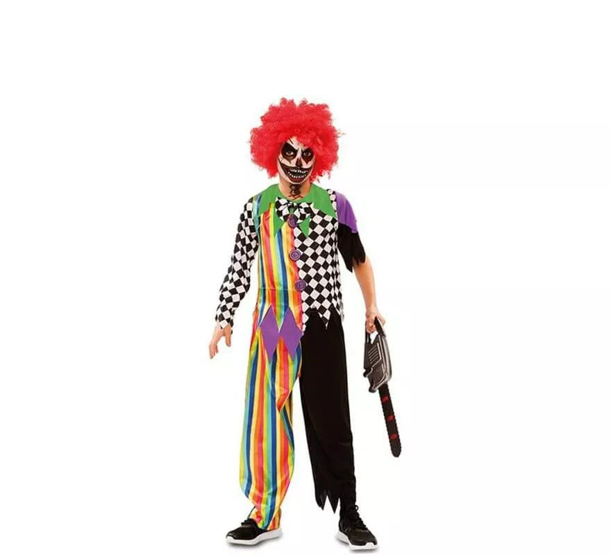 Translation missing: it.Disfraz de Payaso Siniestro Multicolor para niño
