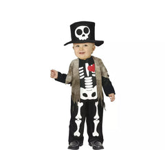 Costume da piccolo scheletro con cappello per bebè