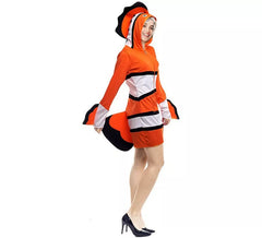 Costume da pesce arancione e bianco per donna