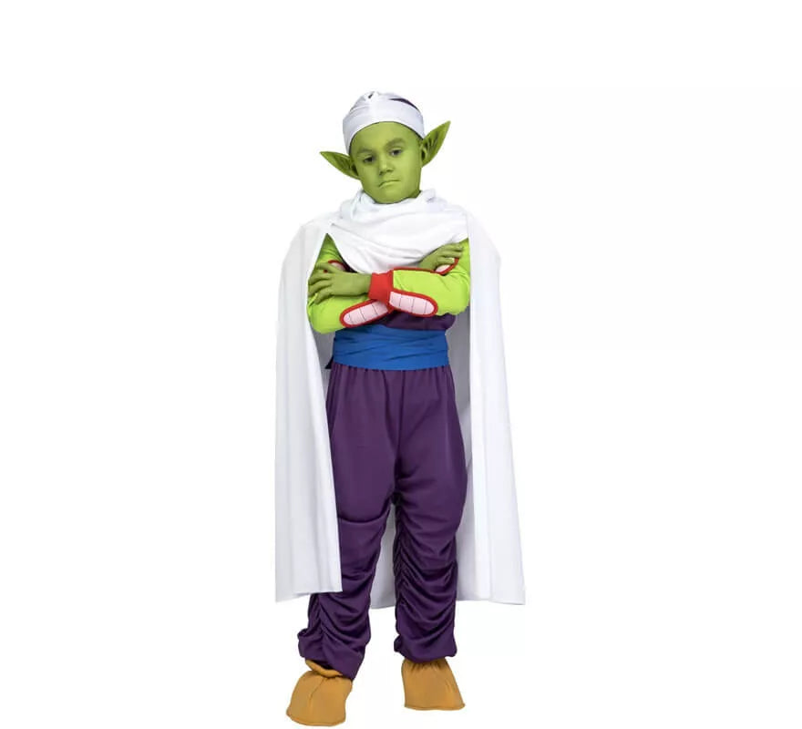 Translation missing: it.Disfraz de Piccolo de Dragon Ball con orejas y maquillaje para niño