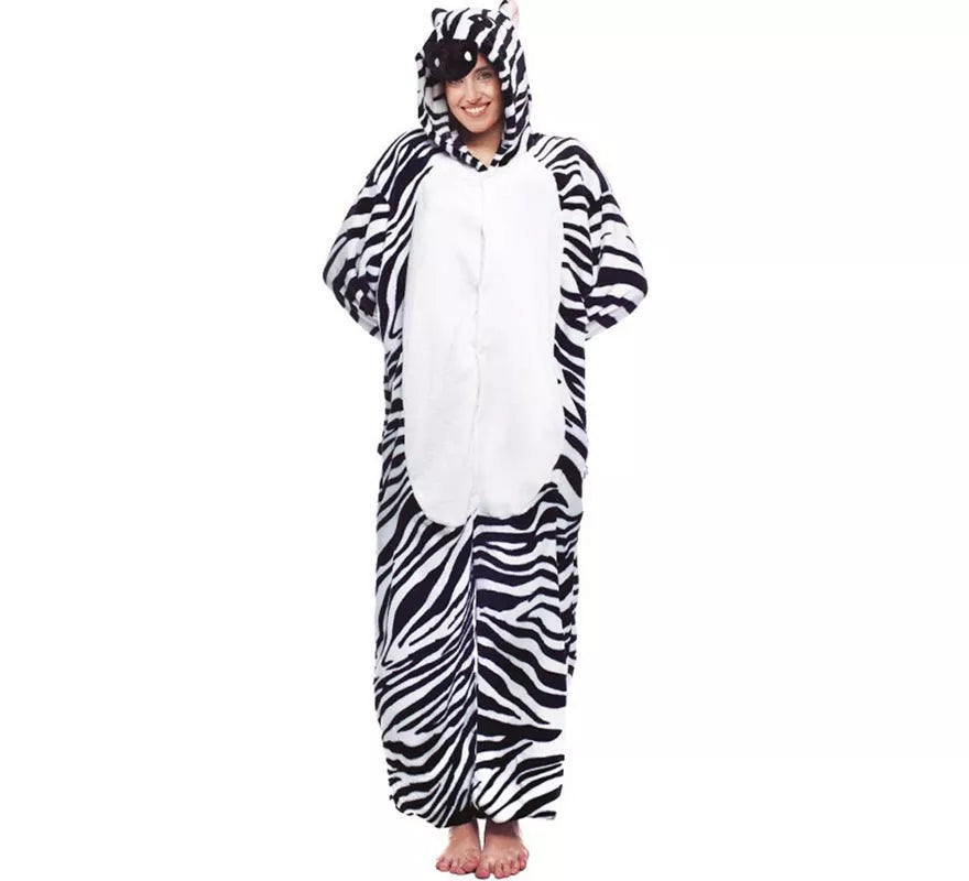 Translation missing: es.Disfraz de Pijama Cebra con capucha para adultos