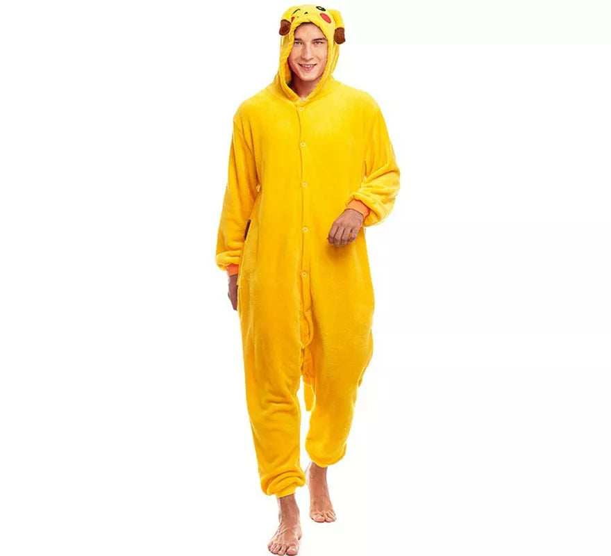 Disfraz de Pijama Chinchilla eléctrica amarilla para adultos