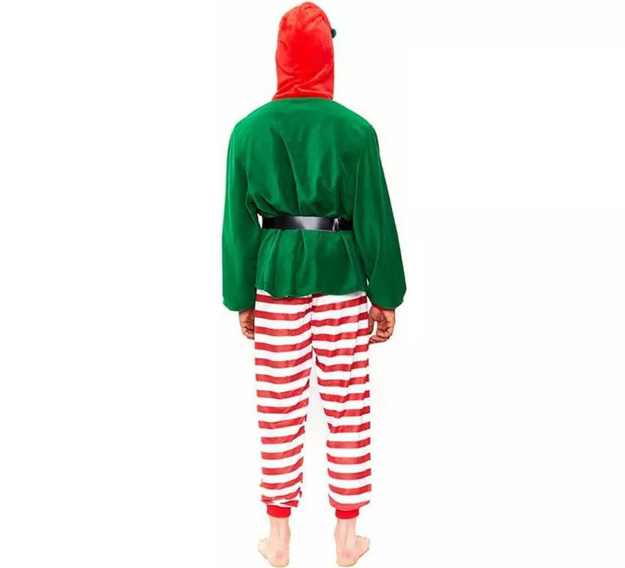 Translation missing: es.Disfraz de Pijama Elfo a rayas rojo para hombre