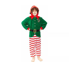 Costume pigiama da elfo a righe verdi per bambino