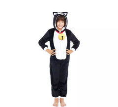 Costume pigiama da gatto nero con campanello per bambino