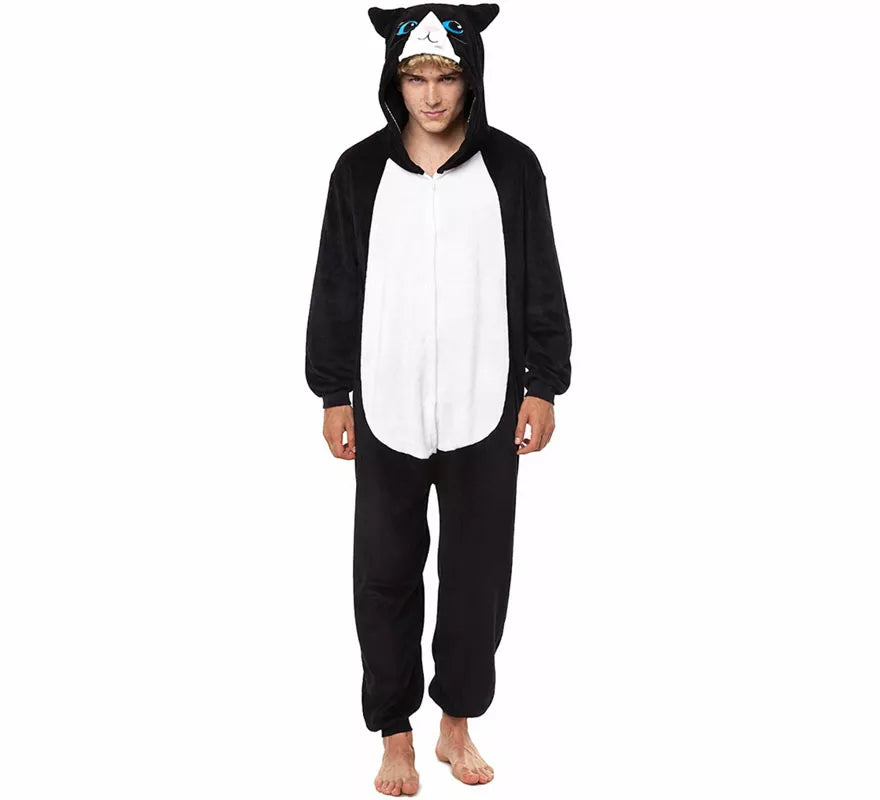 Translation missing: it.Disfraz de Pijama Gato negro y blanco para adultos