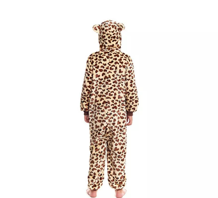 Translation missing: it.Disfraz de Pijama Leopardo marrón con capucha para niño