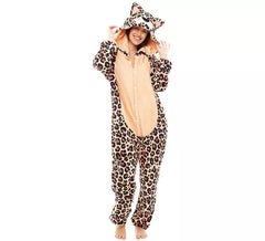 Costume pigiama leopardato marrone per donna