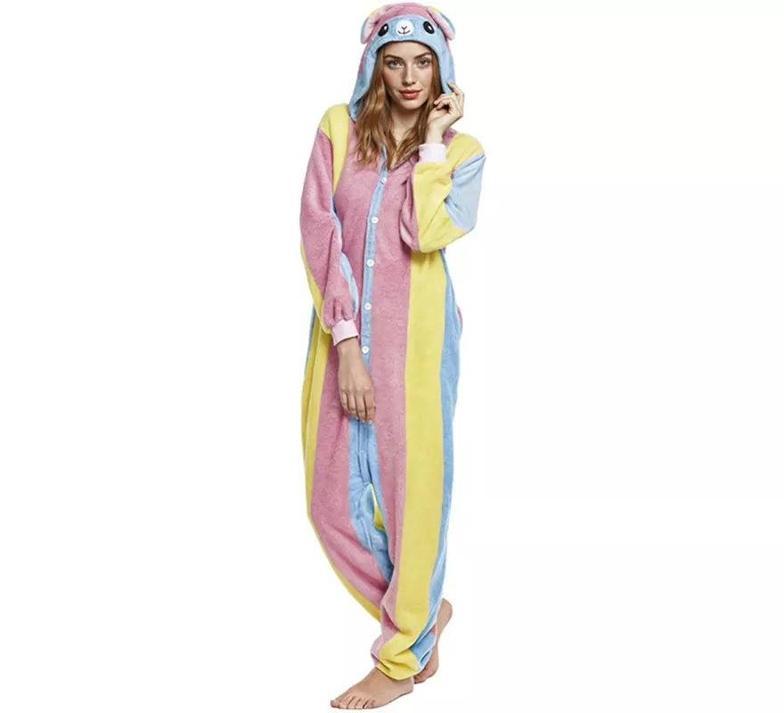 Translation missing: es.Disfraz de Pijama Llama multicolor para adultos