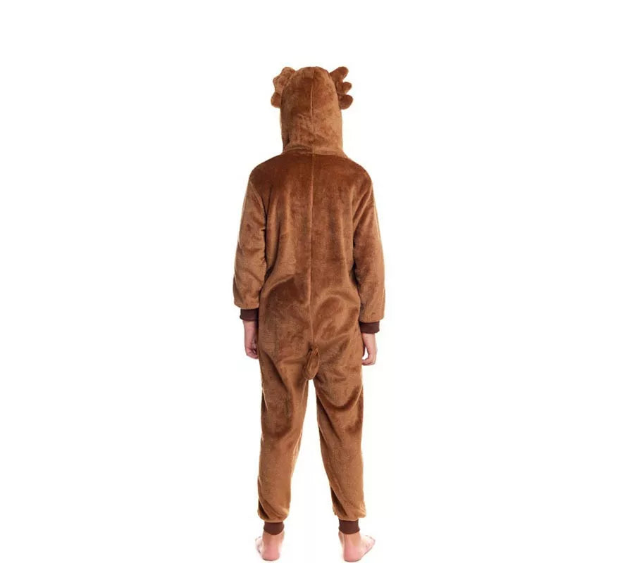 Translation missing: es.Disfraz de Pijama Lobo marrón con capucha para niño