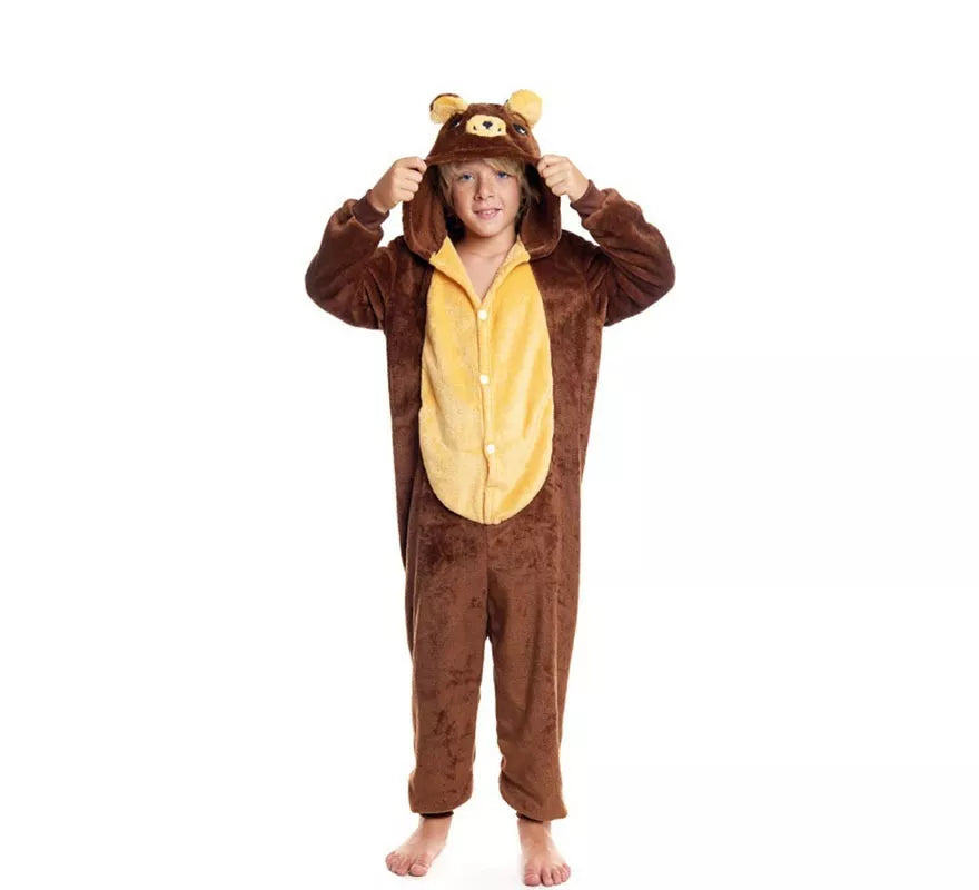 Translation missing: it.Disfraz de Pijama Oso marrón con capucha para niño
