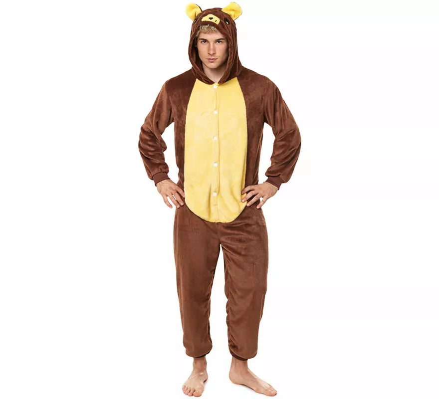 Translation missing: it.Disfraz de Pijama Oso marrón oscuro para adultos