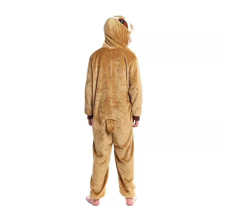 Translation missing: it.Disfraz de Pijama Perezoso marrón con capucha para niño