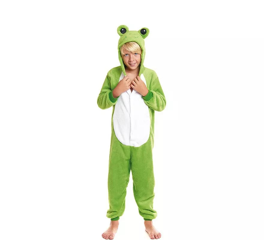 Translation missing: it.Disfraz de Pijama Rana verde con capucha para niño