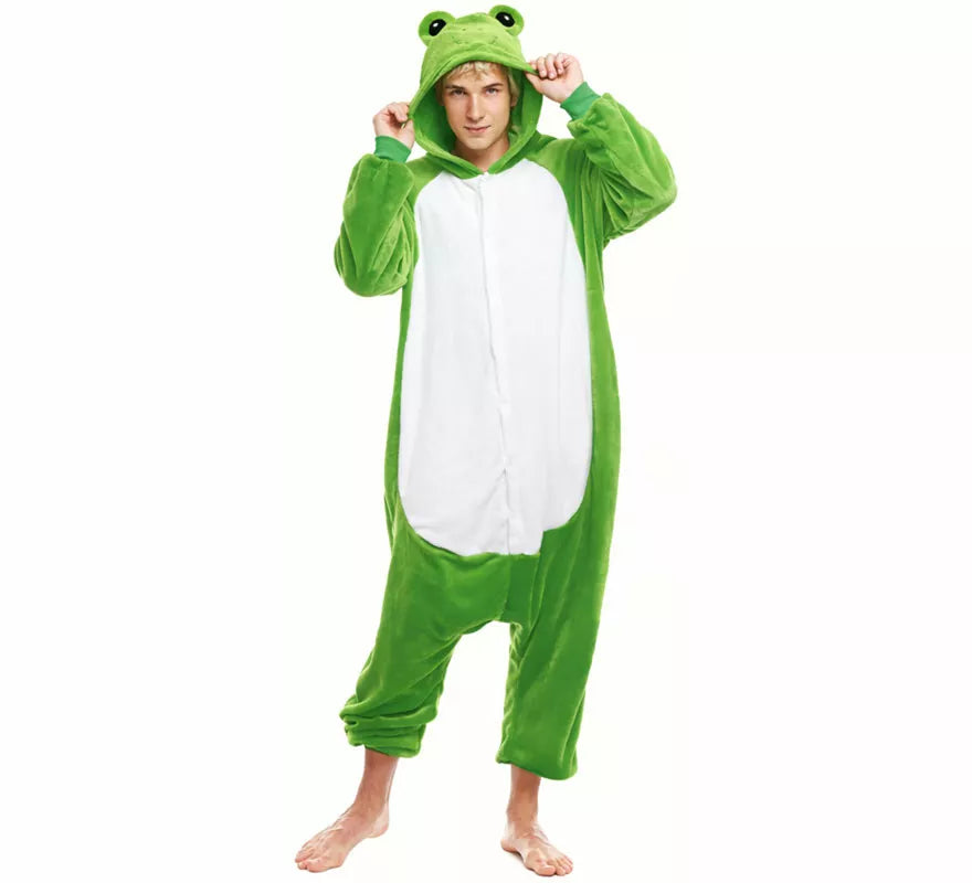 Translation missing: it.Disfraz de Pijama Rana verde con ojos para adultos