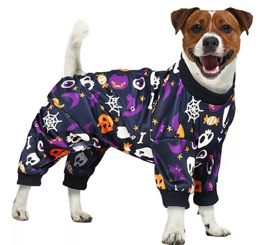 Translation missing: it.Disfraz de Pijama Truco o Trato púrpura para perro