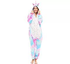 Costume pigiama da unicorno rosa e blu per donna