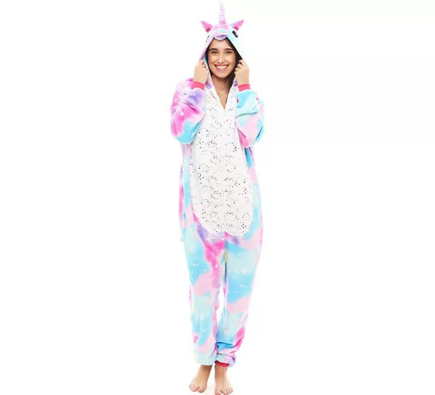 Translation missing: es.Disfraz de Pijama Unicornio rosa y azul para adultos