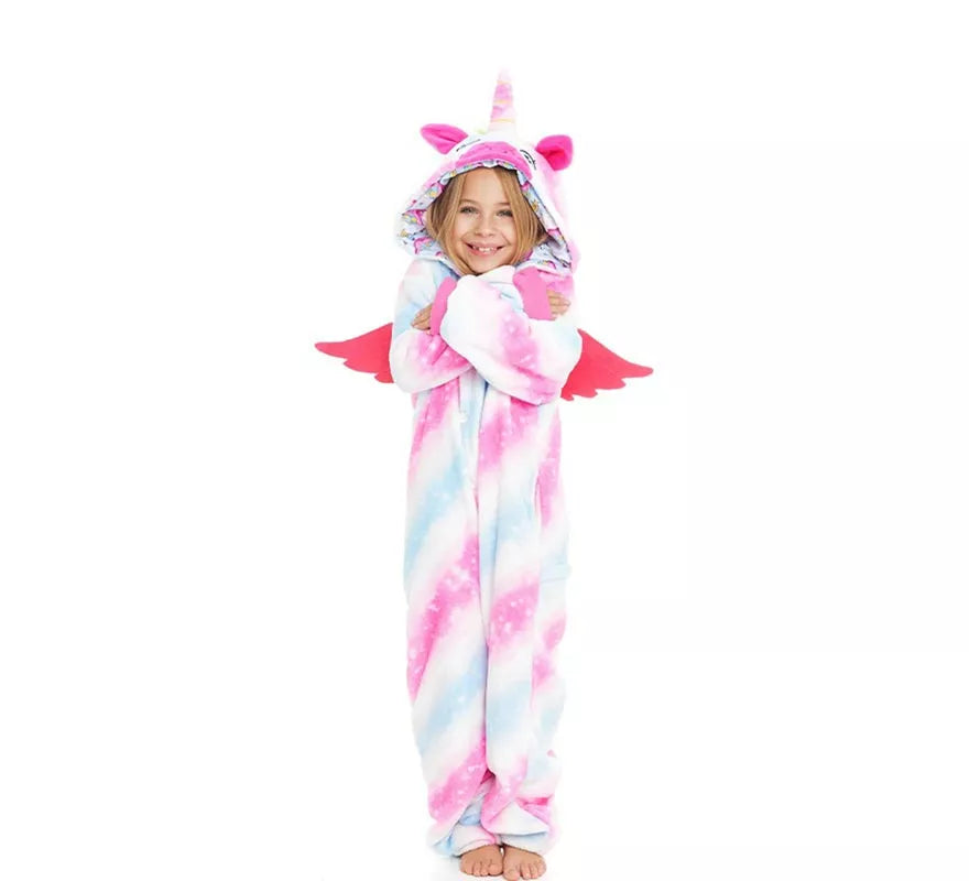 Translation missing: it.Disfraz de Pijama Uri Unicornio con capucha y alas para niña