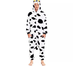 Disfraz de Pijama Vaca manchas negras para adultos