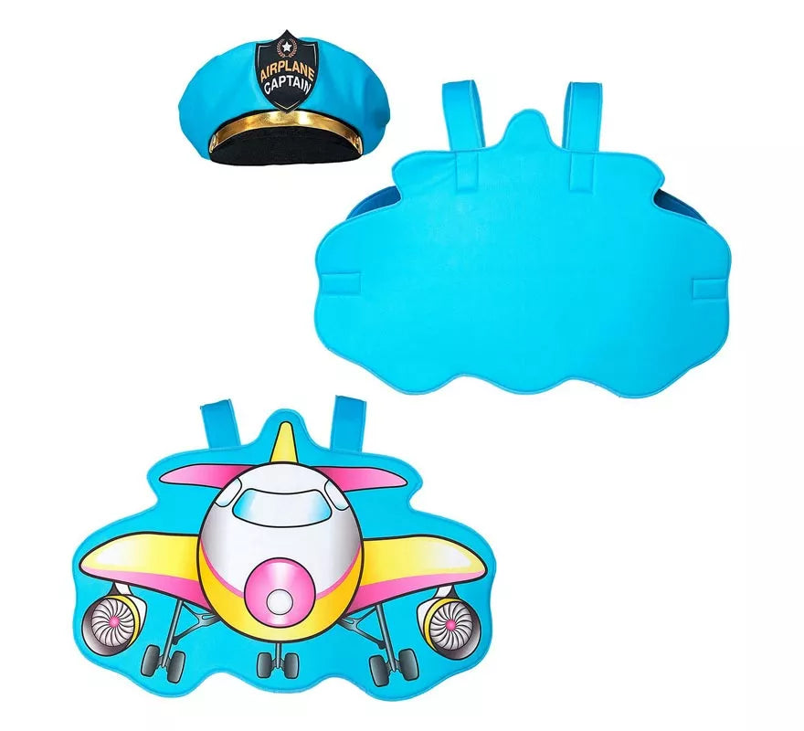 Translation missing: it.Disfraz de Piloto azul Avión con gorro para niños