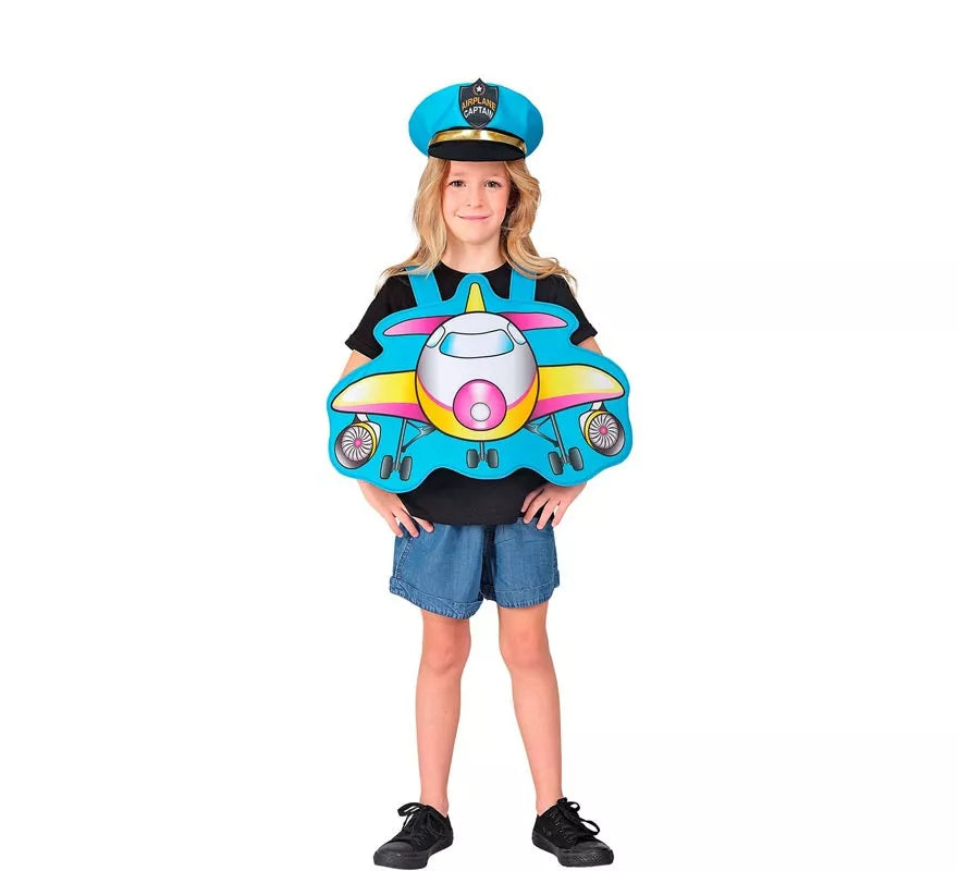 Translation missing: it.Disfraz de Piloto azul Avión con gorro para niños