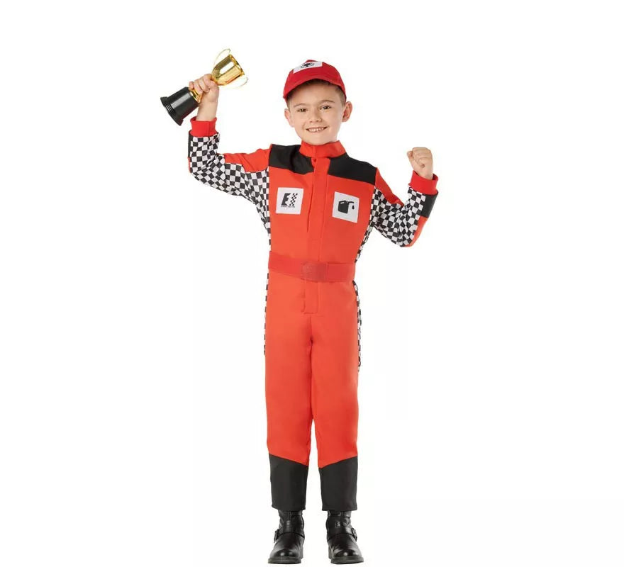Translation missing: it.Disfraz de Piloto de Carreras Rojo para Niños