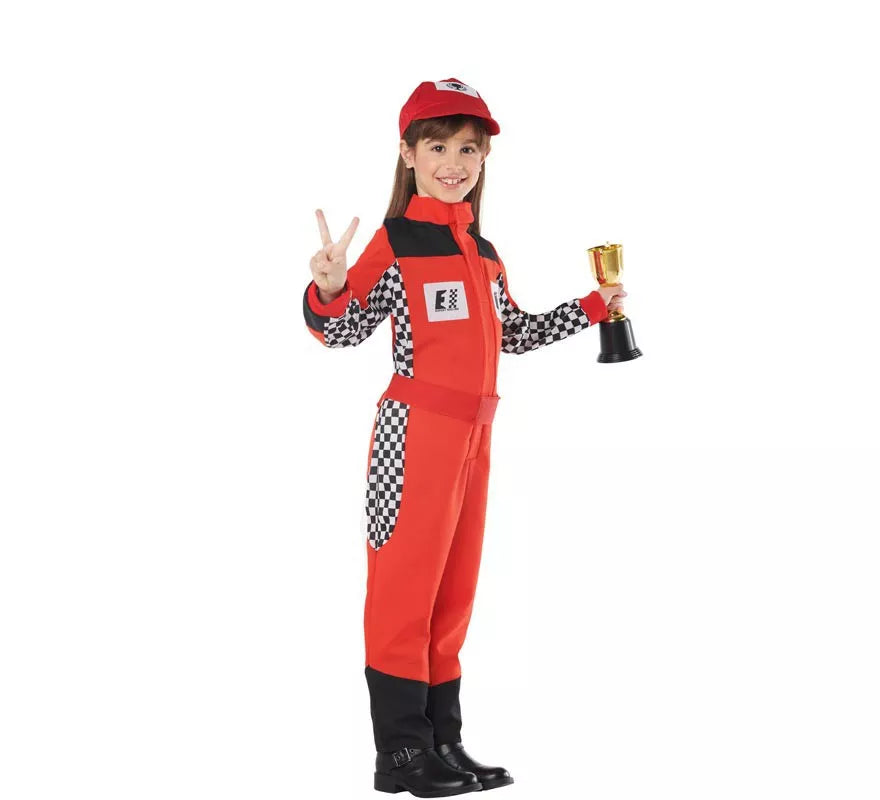 Translation missing: it.Disfraz de Piloto de Carreras Rojo para Niños
