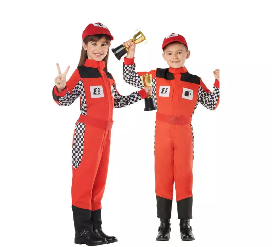 Translation missing: it.Disfraz de Piloto de Carreras Rojo para Niños