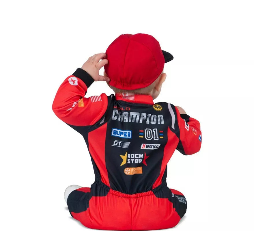 Disfraz de Piloto rojo y negro con gorro para bebé y niño