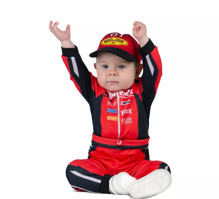 Disfraz de Piloto rojo y negro con gorro para bebé y niño