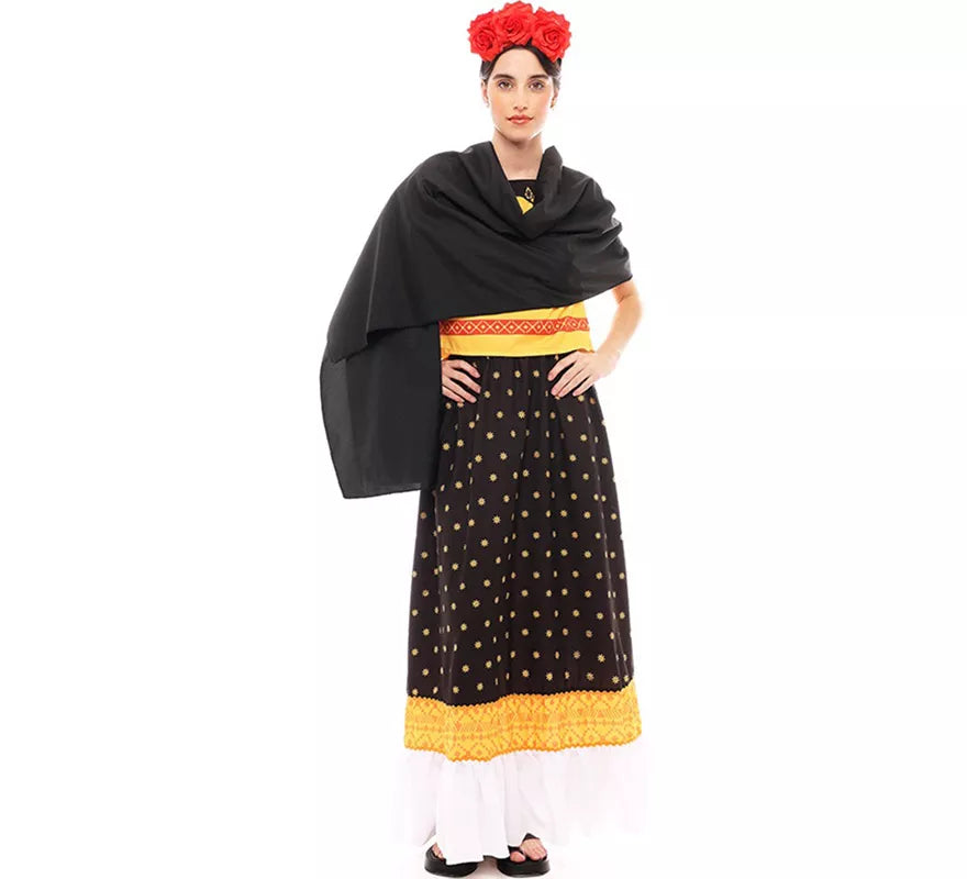 Translation missing: es.Disfraz de Frida Kahlo amarillo y negro para mujer