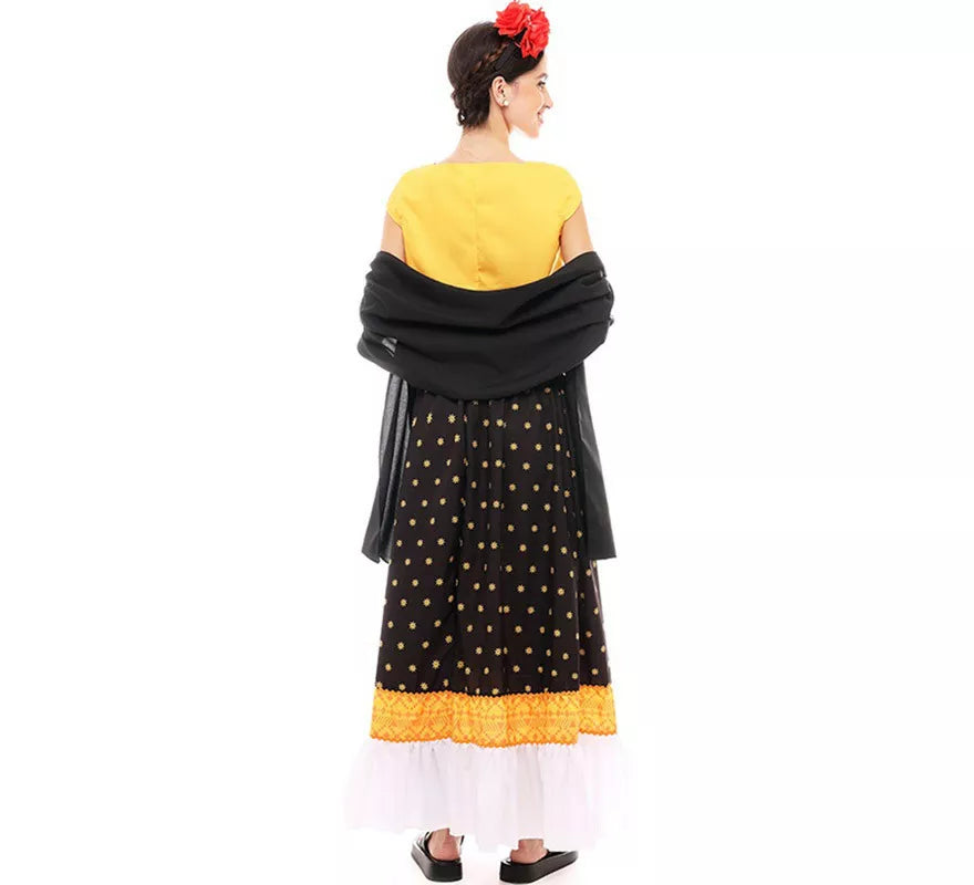 Translation missing: it.Disfraz de Frida Kahlo amarillo y negro para mujer