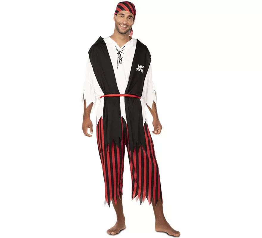 Translation missing: it.Disfraz de Pirata a rayas para hombre
