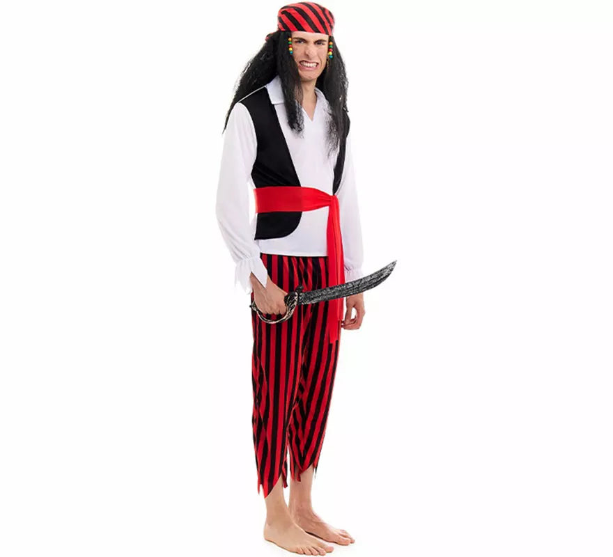 Translation missing: it.Disfraz de Pirata a rayas para hombre