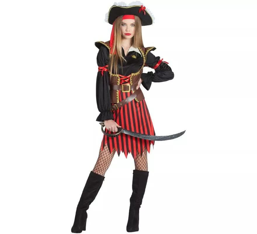 Translation missing: it.Disfraz de Pirata a rayas para mujer