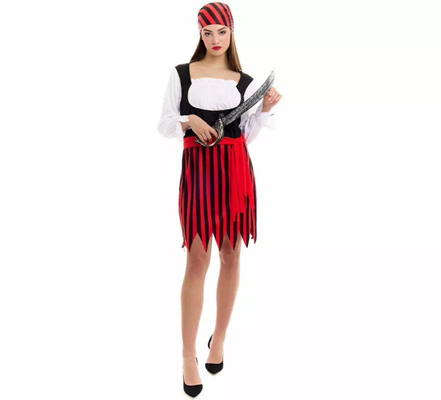 Translation missing: it.Disfraz de Pirata a rayas para mujer